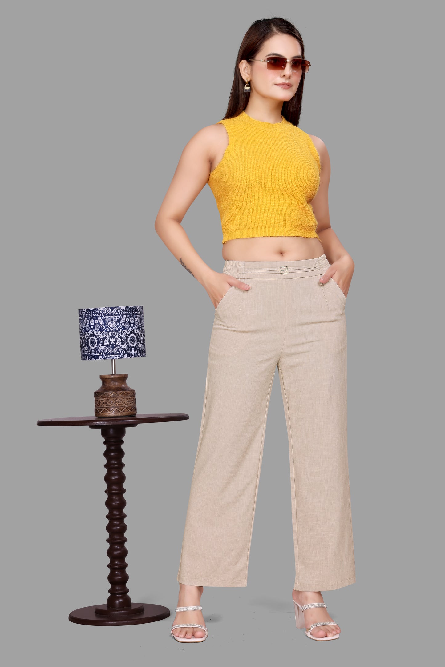 Women's High-Waist Wide Leg Trousers - Elegant Formal Pants