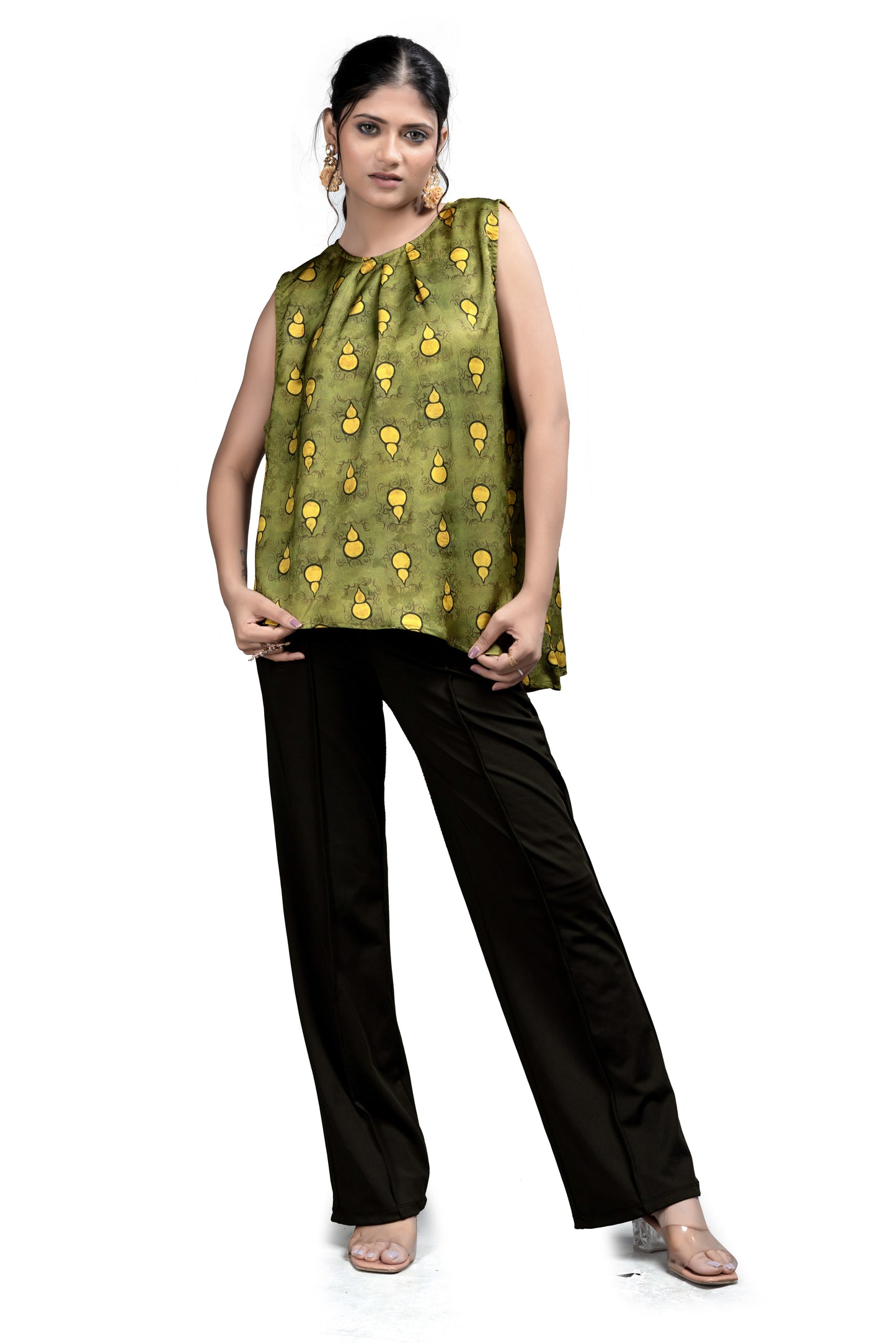 Soft Satin Digital Print Coloured Women Top