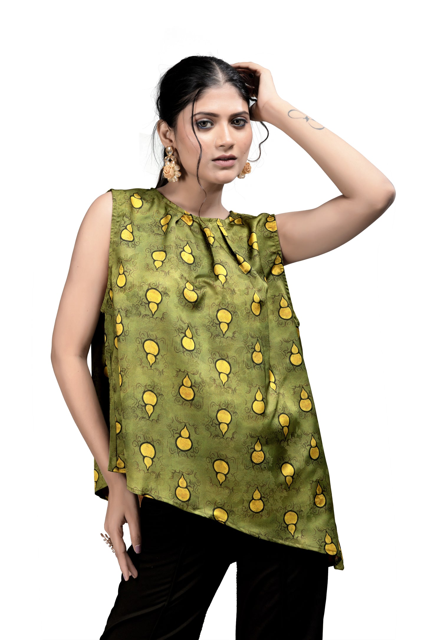 Soft Satin Digital Print Coloured Women Top