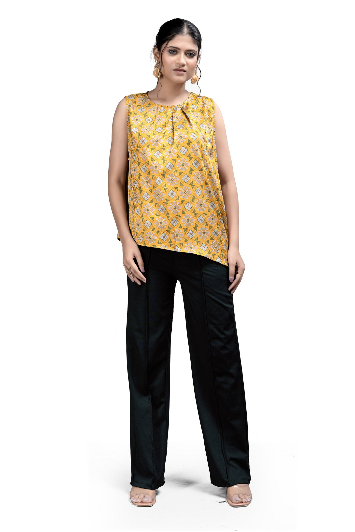 Soft Satin Digital Print Coloured Women Top