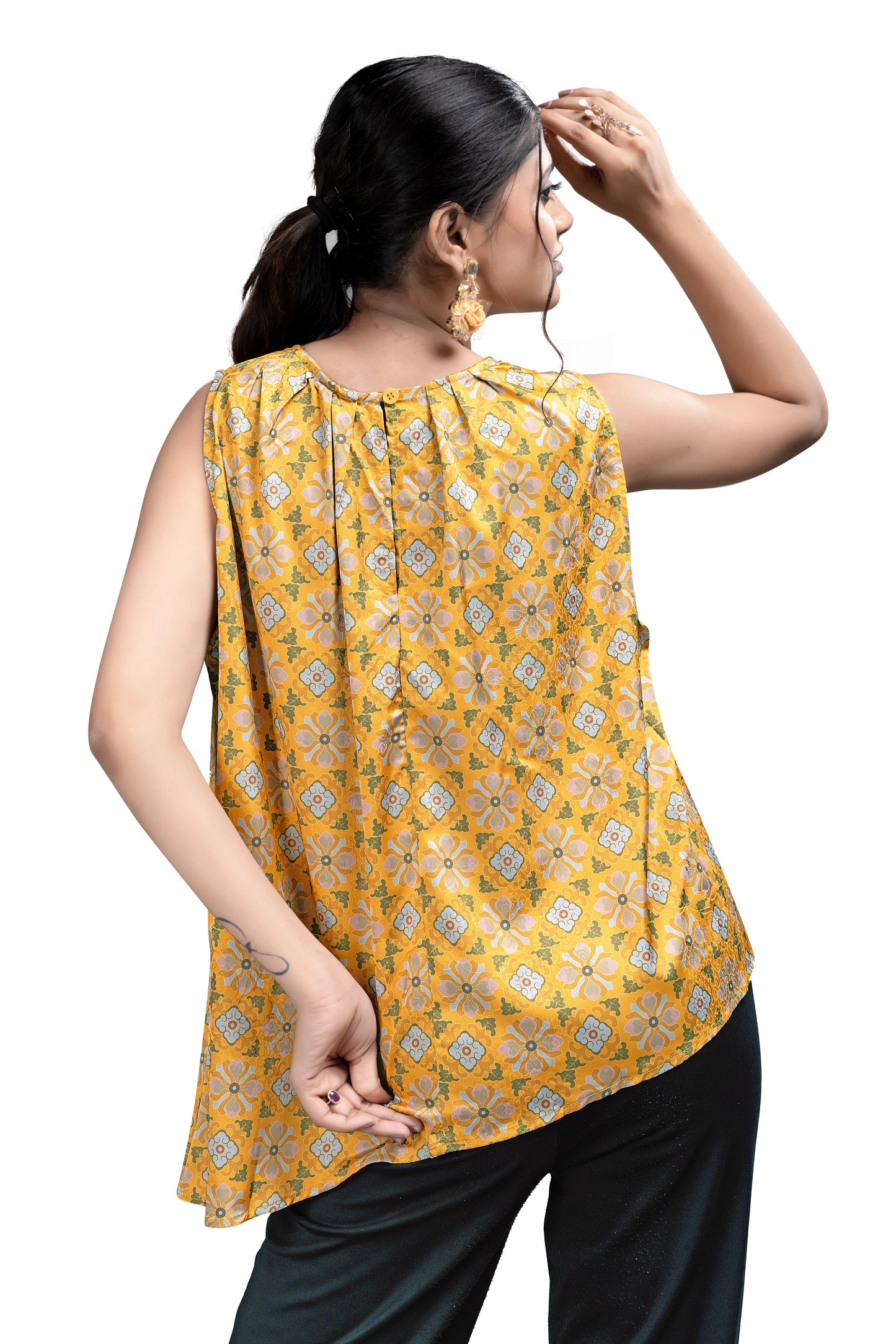 Soft Satin Digital Print Coloured Women Top