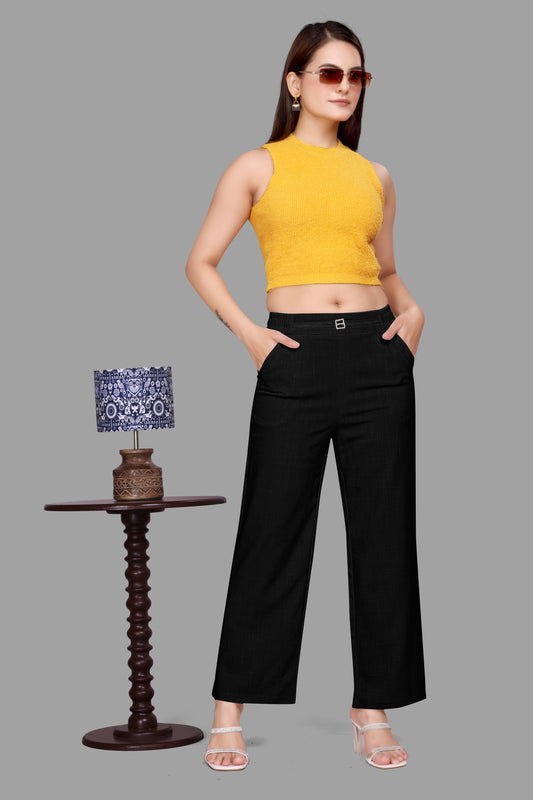 Women's High-Waist Wide Leg Trousers - Elegant Formal Pants