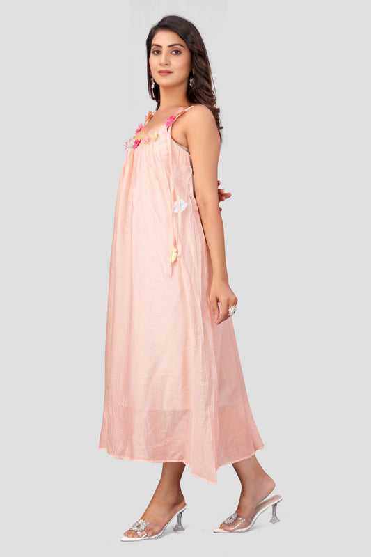 Women's Floral Detail Spaghetti Strap Maxi Dress