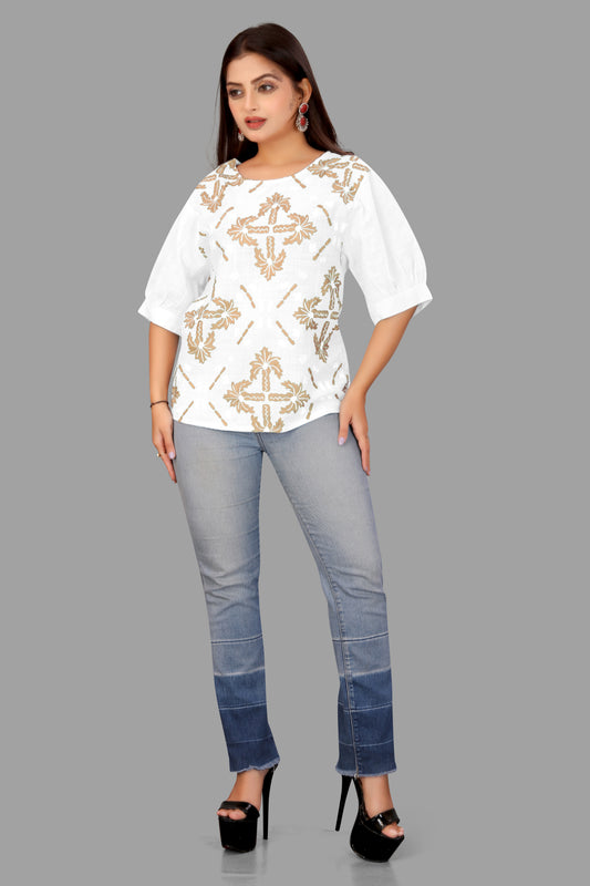 Elegant puff sleeves Top