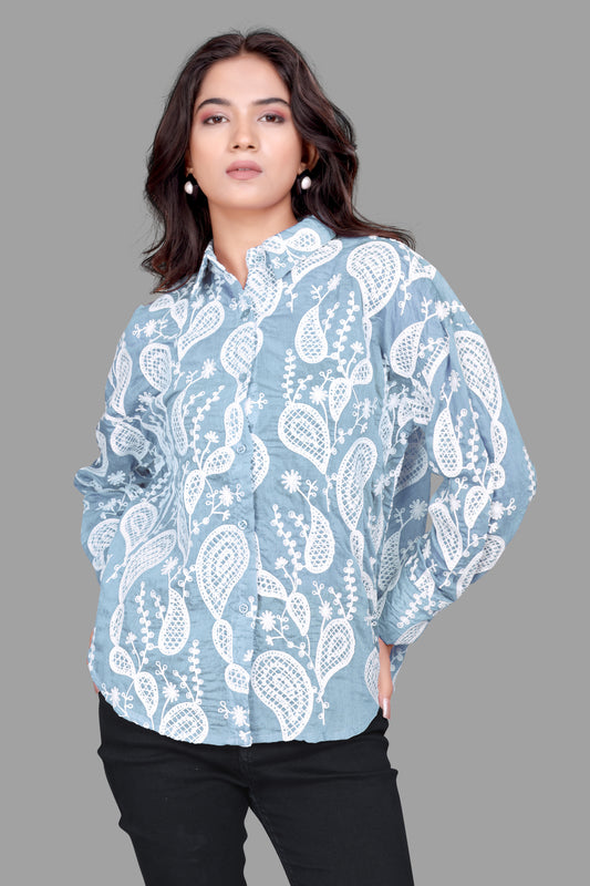 Elegant Embroidered Oversized Shirt