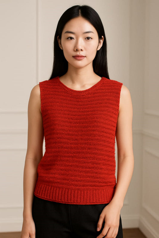 Women's Textured Knit Sleeveless jute fabric Top