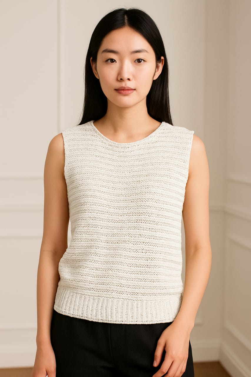 Women's Textured Knit Sleeveless jute fabric Top