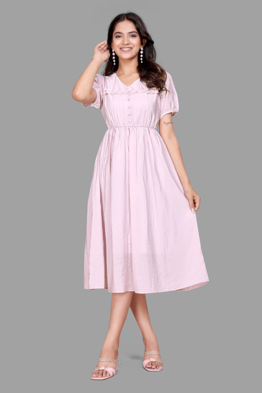 Women's Puff Sleeve Flared Frock