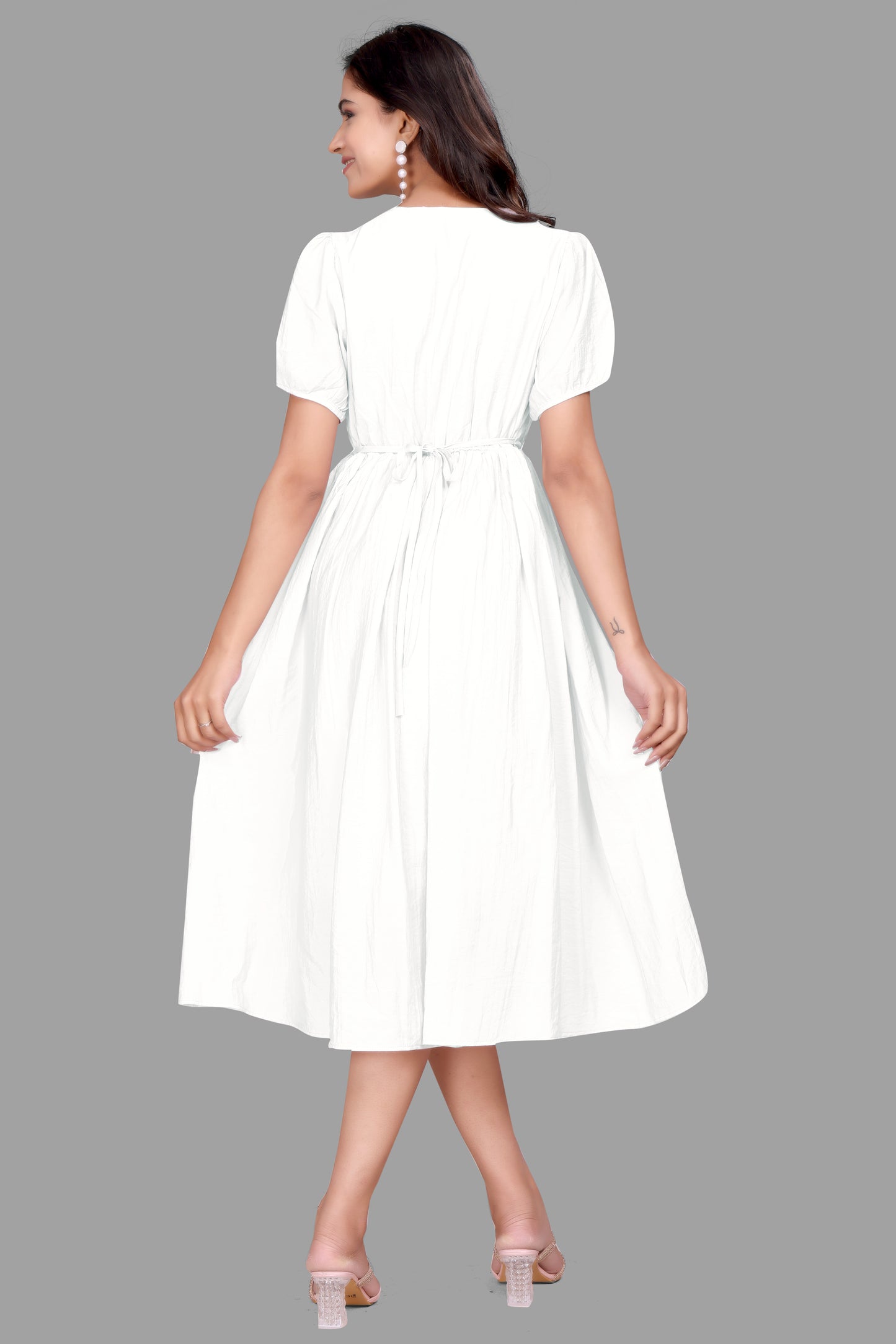 Women's Puff Sleeve Flared Frock