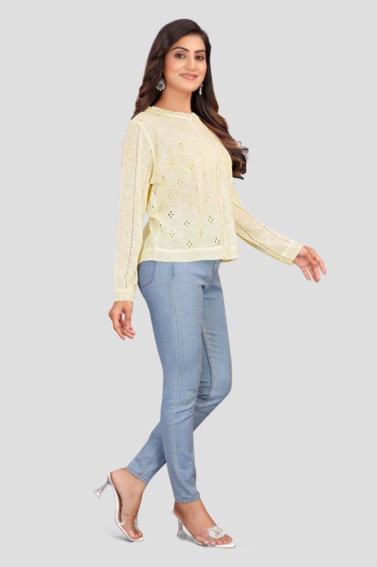 Stylish Women's Textured Knitwear Top