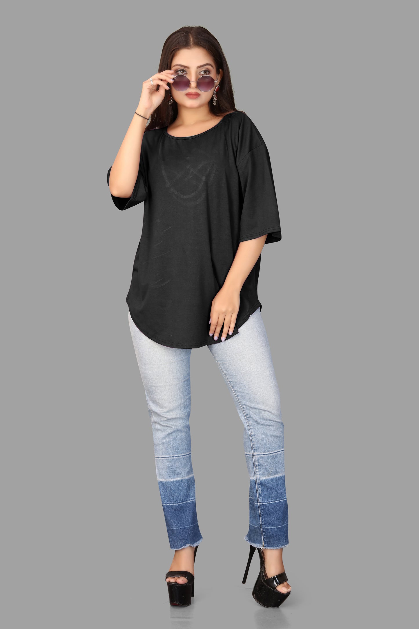Women's Casual Batwing Top with Criss-Cross Back Detail