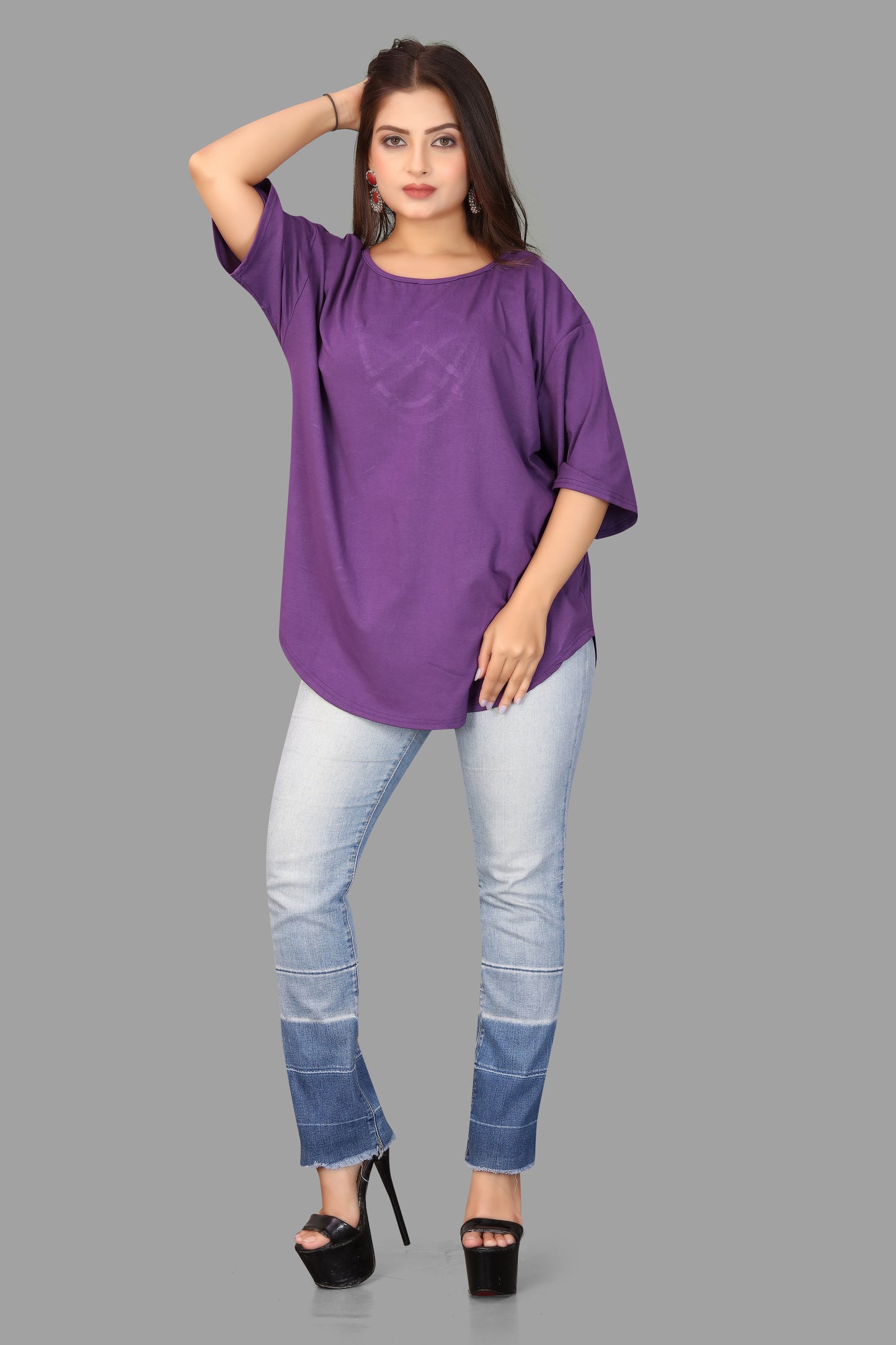 Women's Casual Batwing Top with Criss-Cross Back Detail