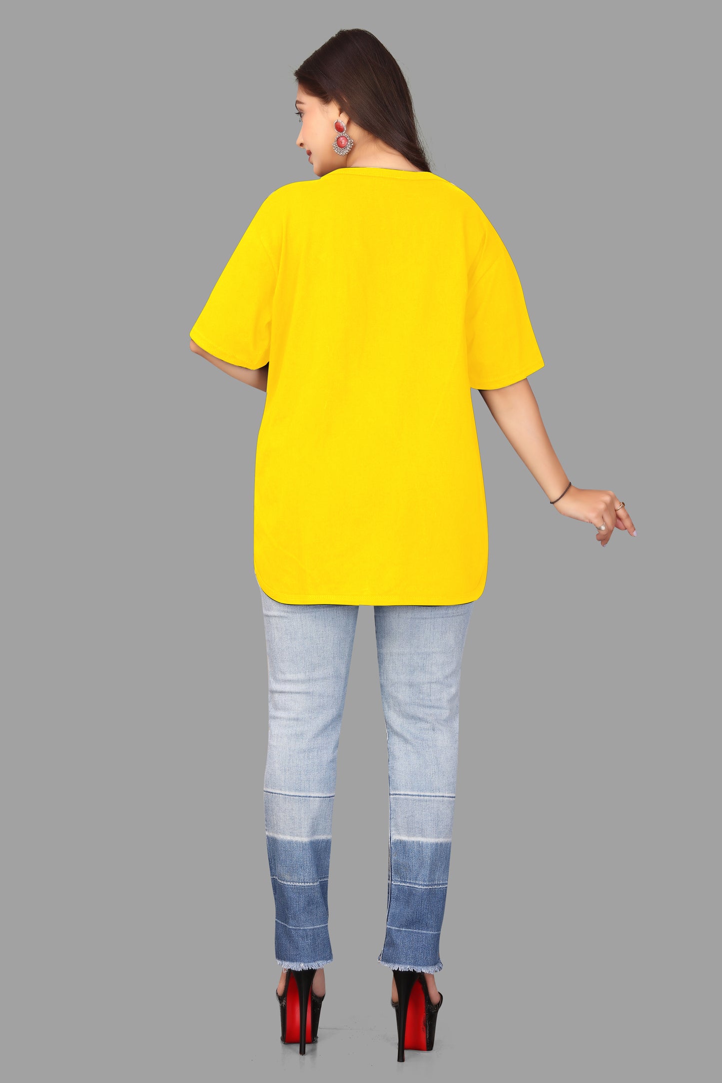 Women's V-Neck Casual T-Shirt with Cut-Out Detail - Oversized Dolman Top
