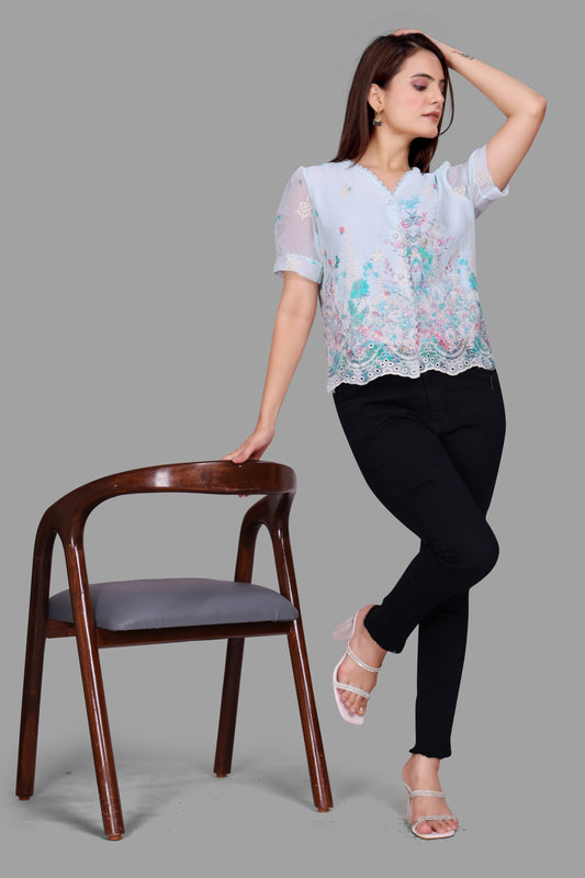 Elegant Floral Embroidered Top