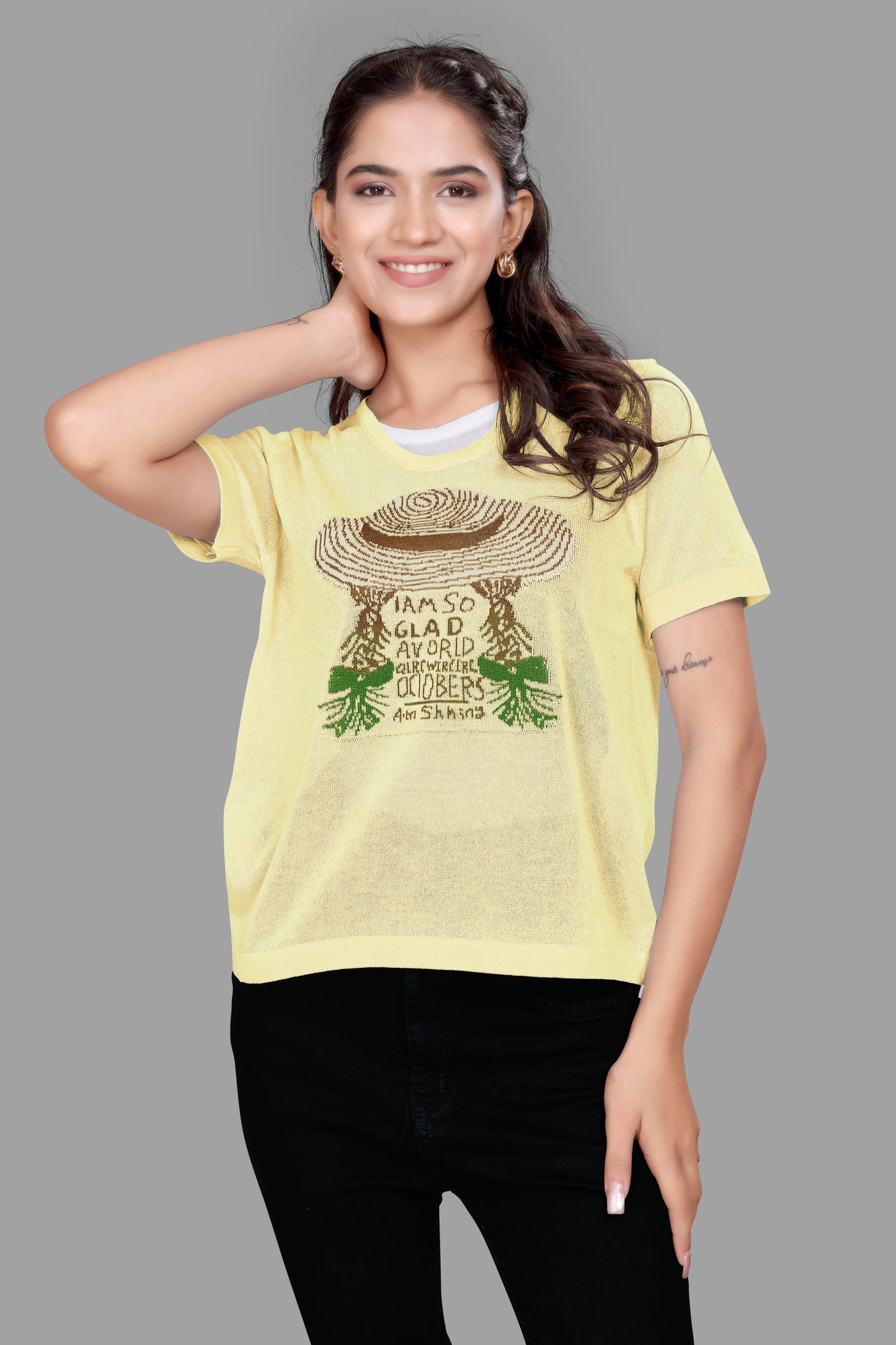 Women’s Casual Graphic Cotton T-Shirt – Nature-Inspired Printed Tee