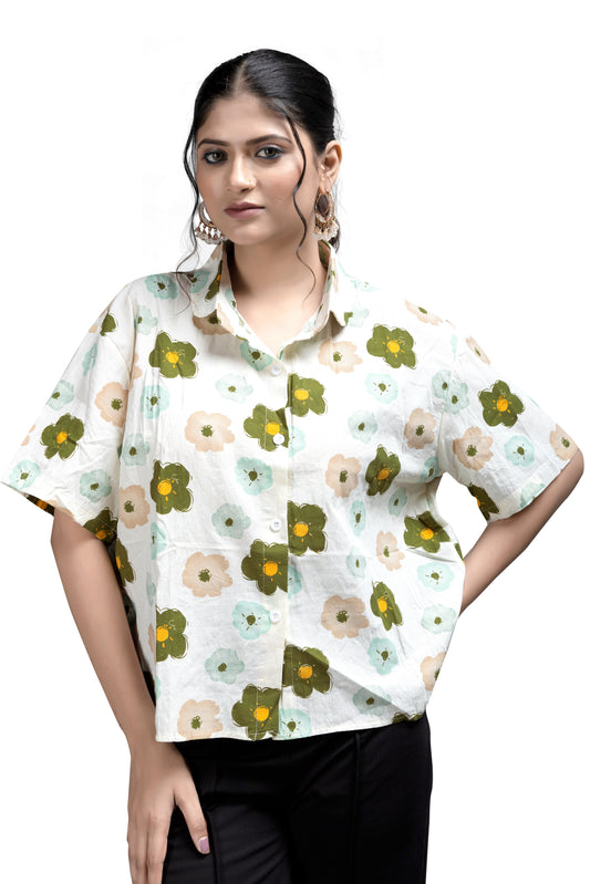 Relaxed Fit Flower Print Shirt for Casual Wear