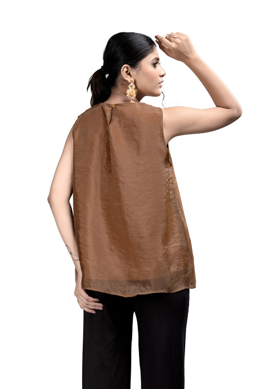 Sleeveless Chocolate Brown Top