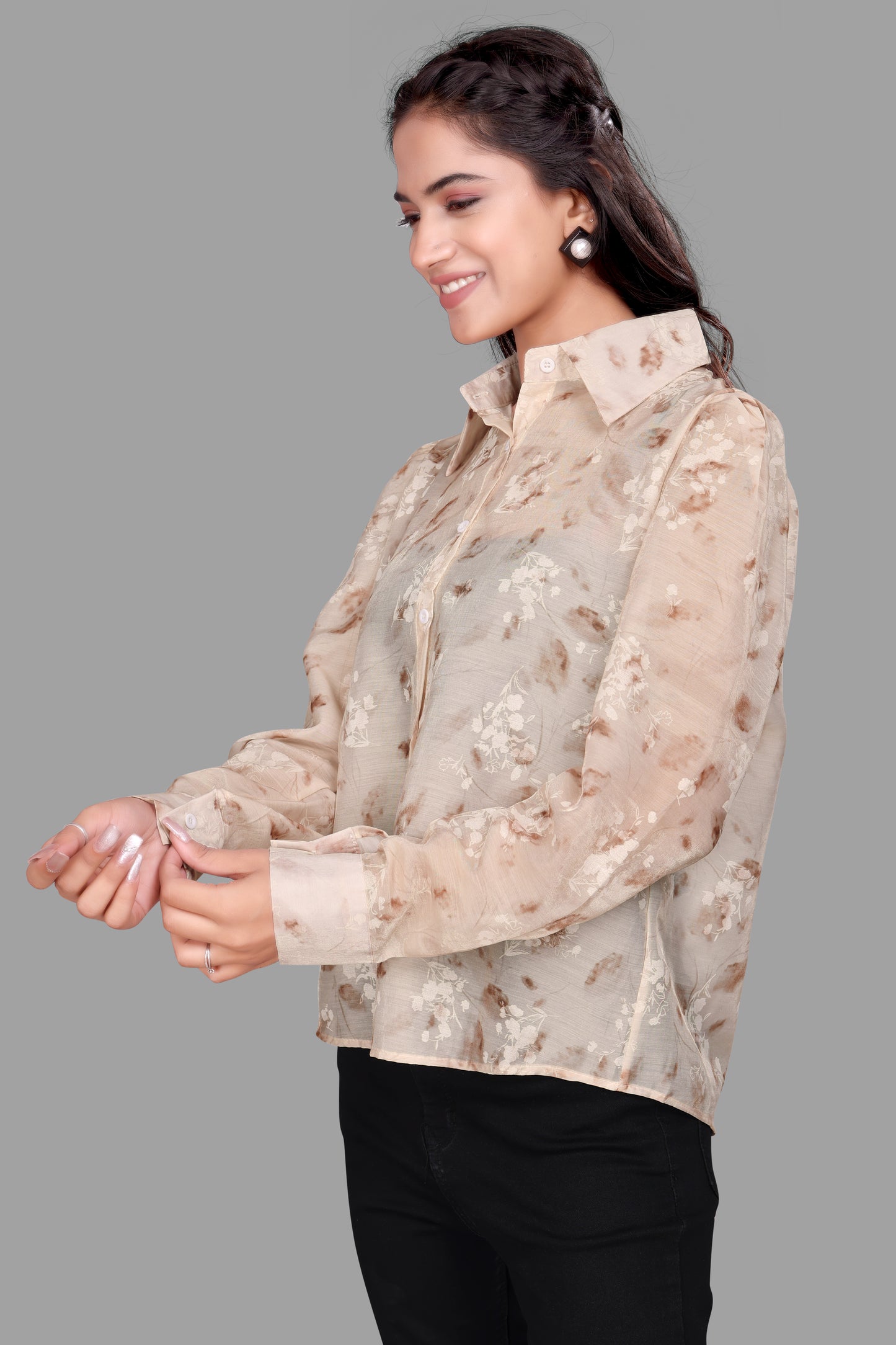 Women's Sheer Floral Print Shirt
