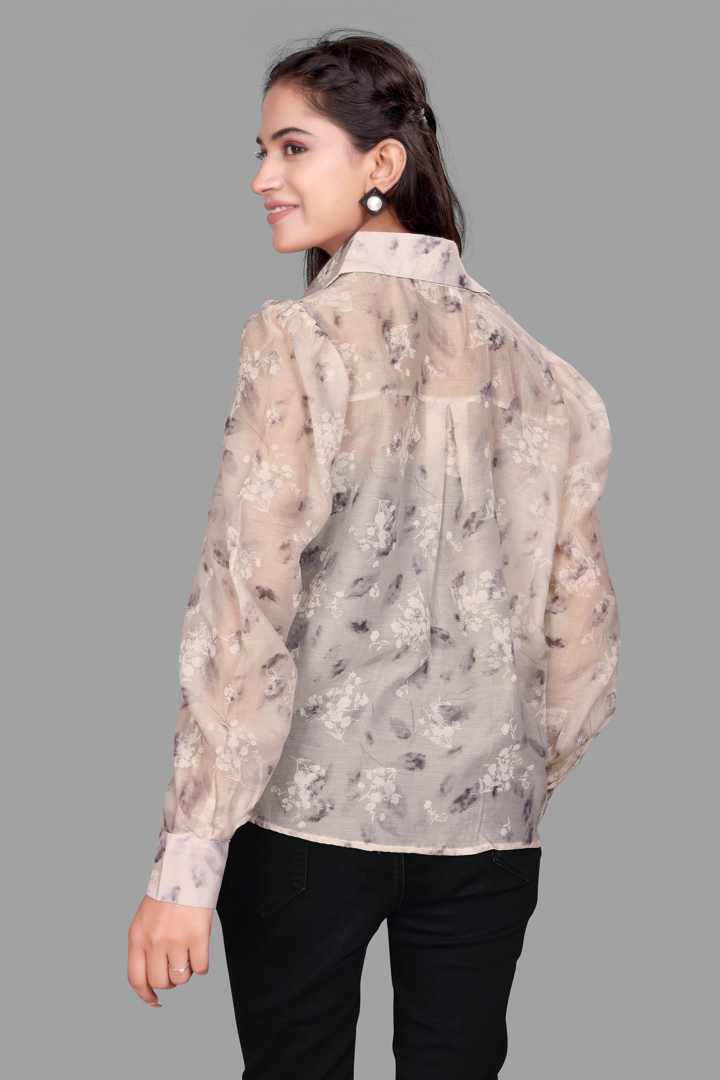 Women's Sheer Floral Print Shirt