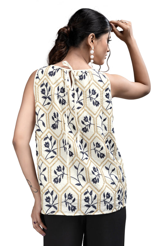 Geometric and Floral Embroidered Tunic