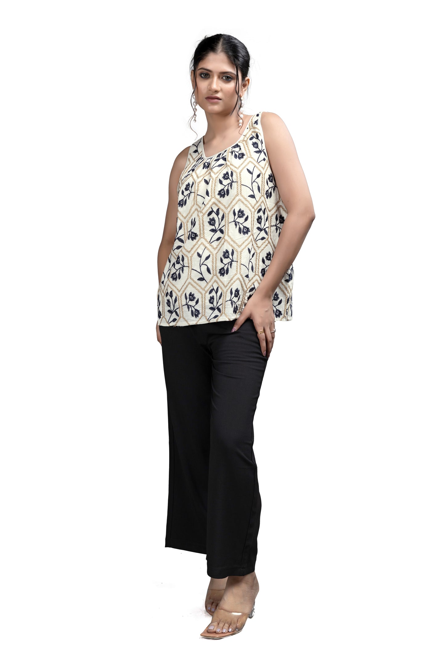 Geometric and Floral Embroidered Tunic
