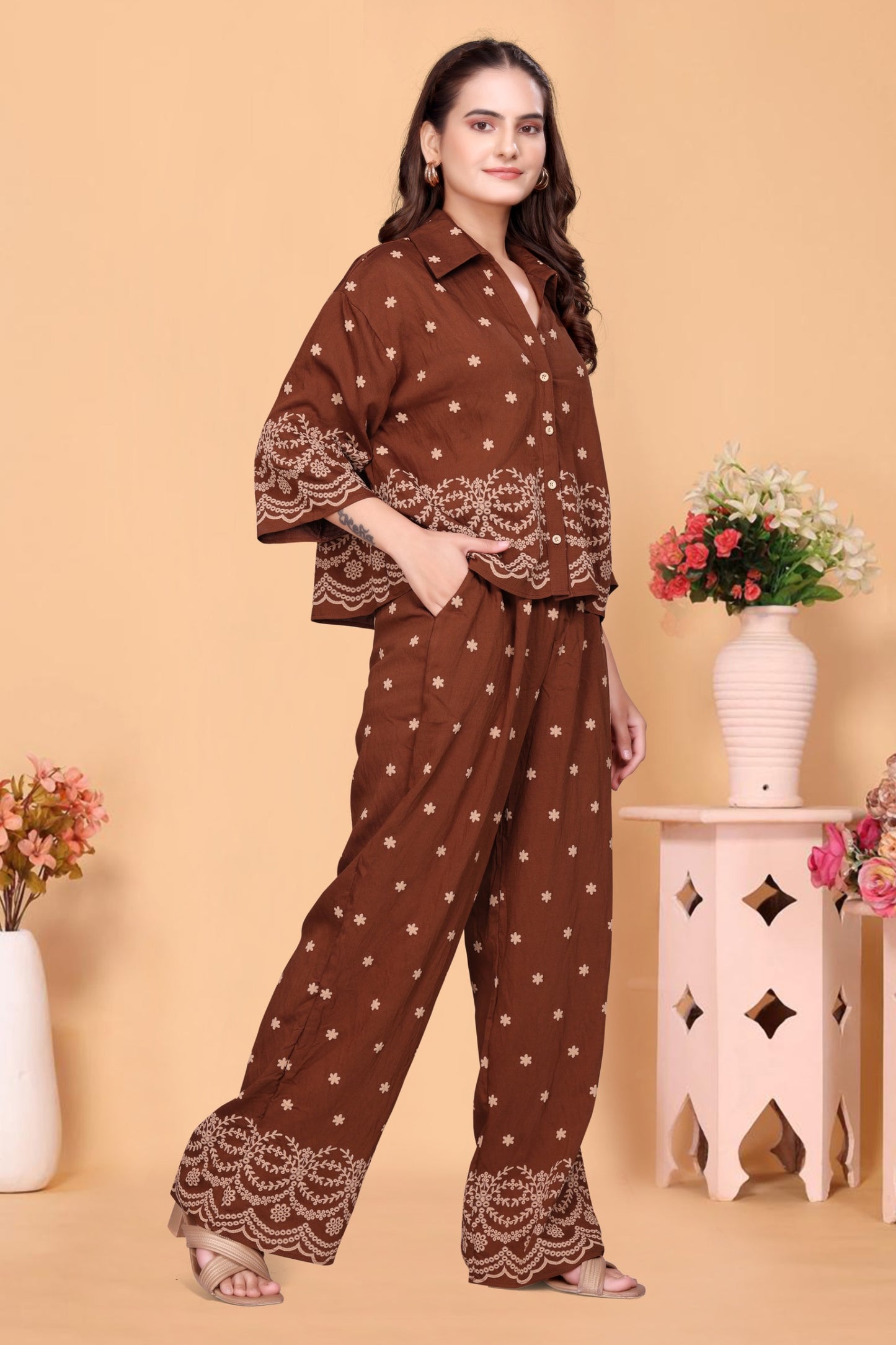 Designer Patterned Shirt and Pant Set Co ord set