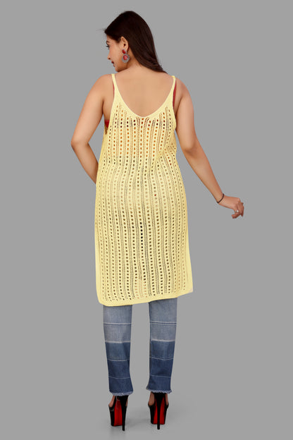 Boho Crochet Knit Sleeveless Tunic Top