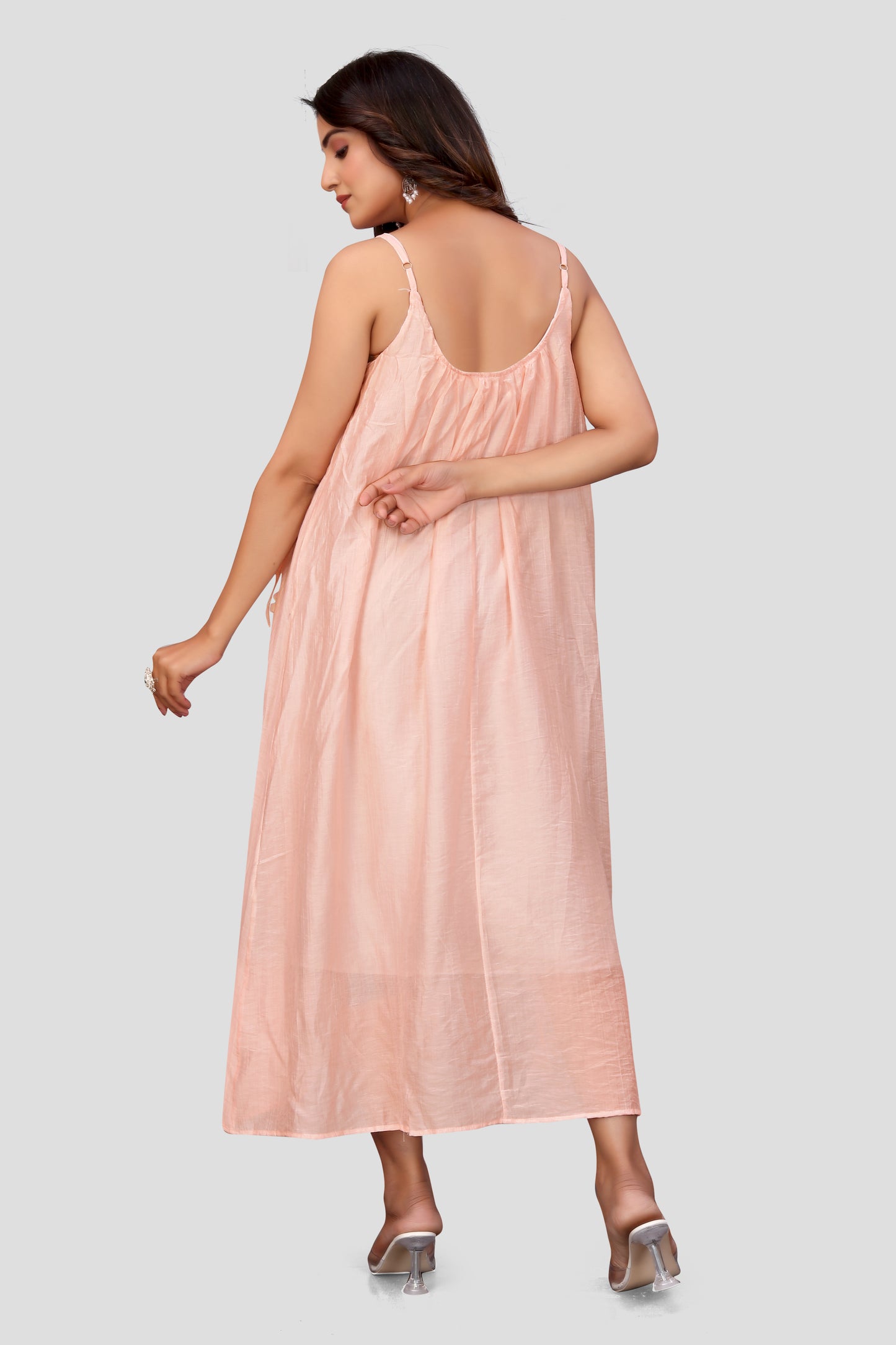 Women's Floral Detail Spaghetti Strap Maxi Dress
