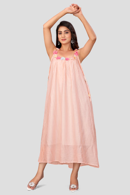 Women's Floral Detail Spaghetti Strap Maxi Dress