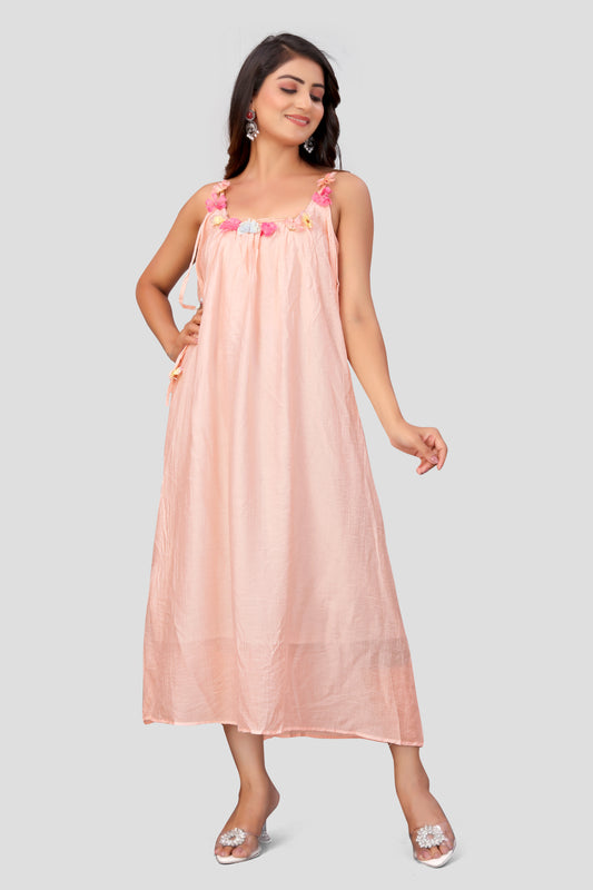 Women's Floral Detail Spaghetti Strap Maxi Dress