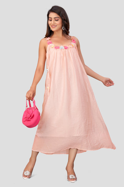 Women's Floral Detail Spaghetti Strap Maxi Dress
