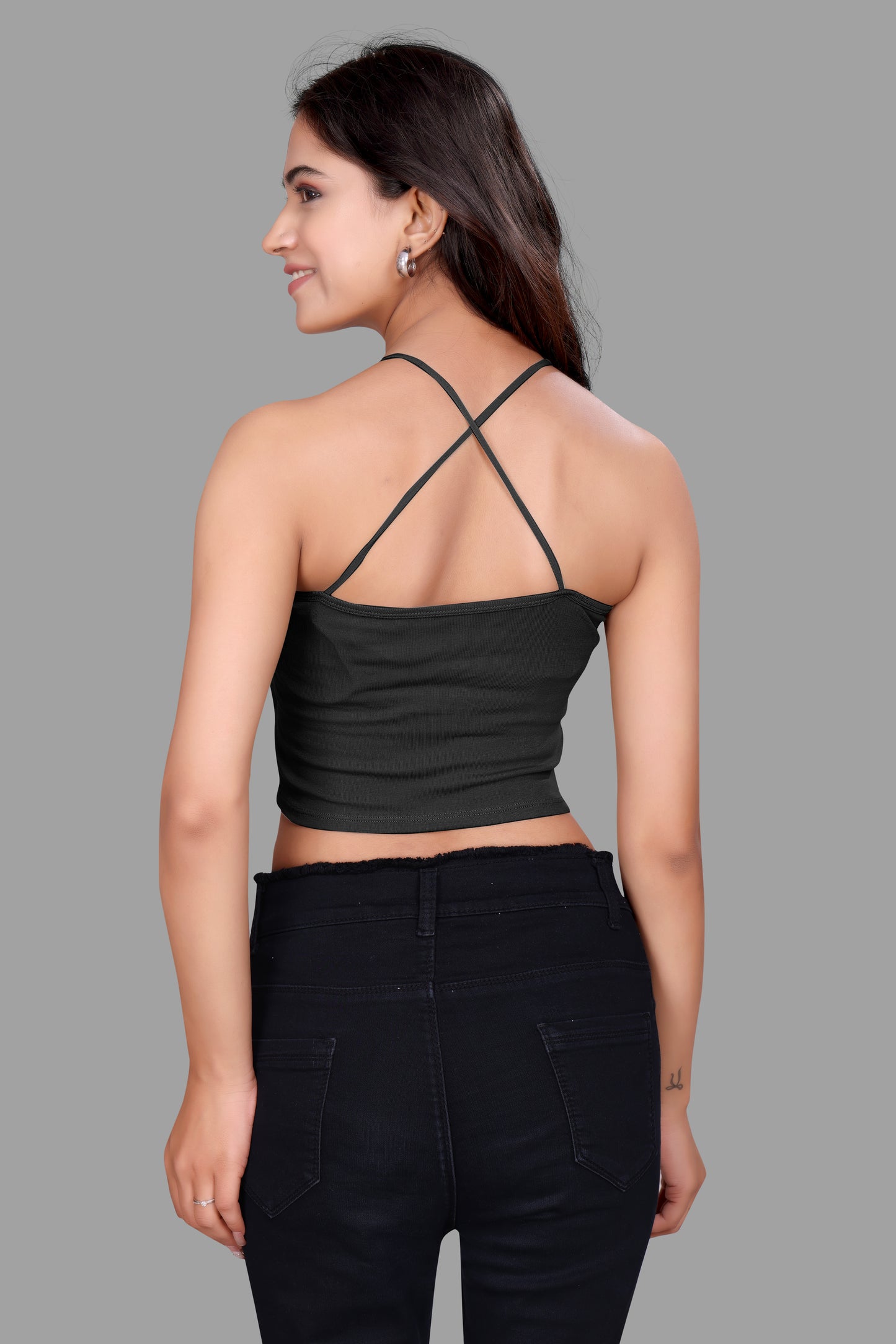 Chic Halter Neck Ribbed Crop Top