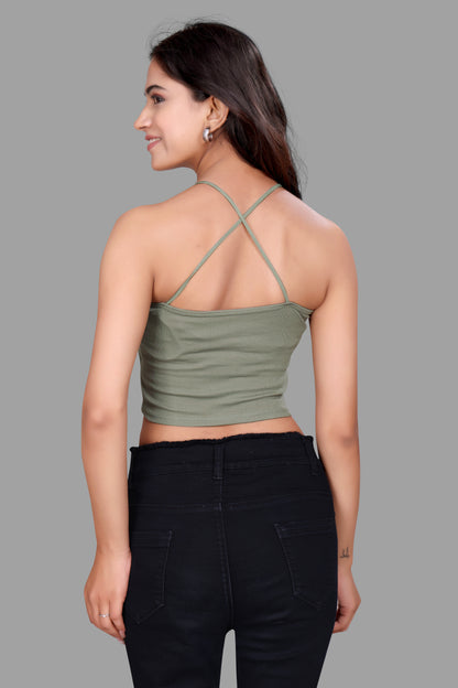 Chic Halter Neck Ribbed Crop Top