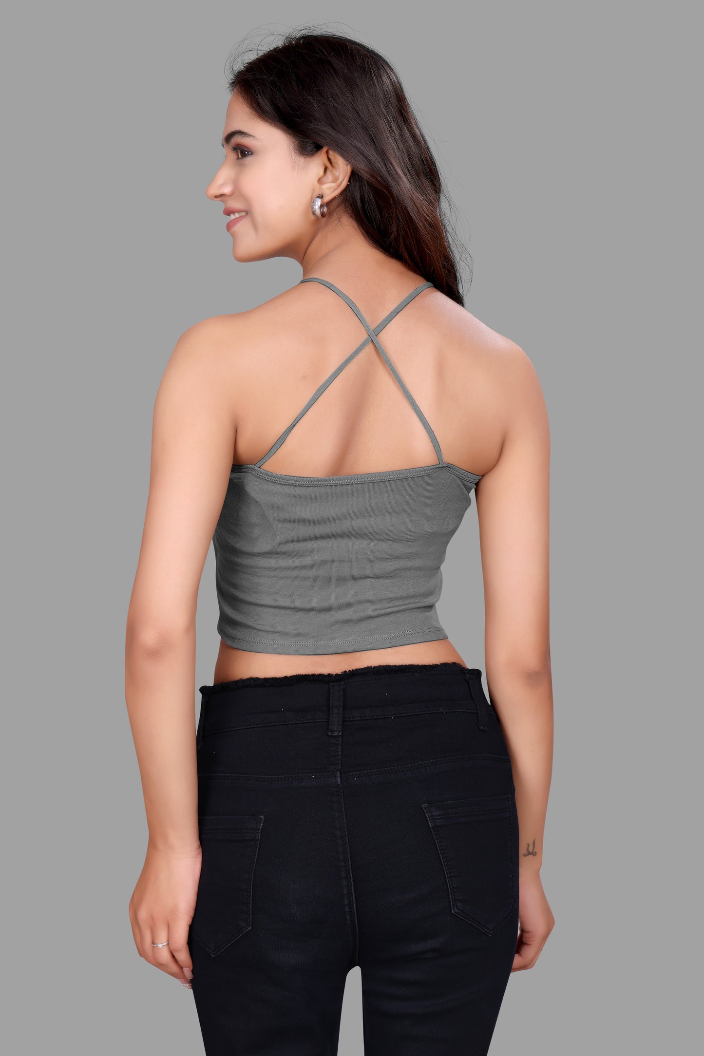 Chic Halter Neck Ribbed Crop Top