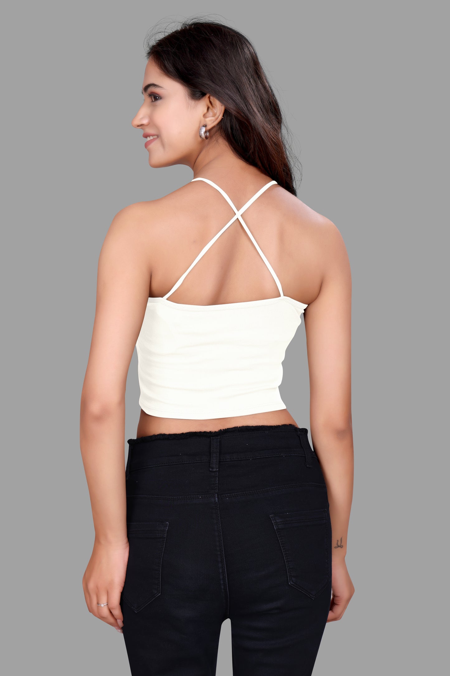 Chic Halter Neck Ribbed Crop Top