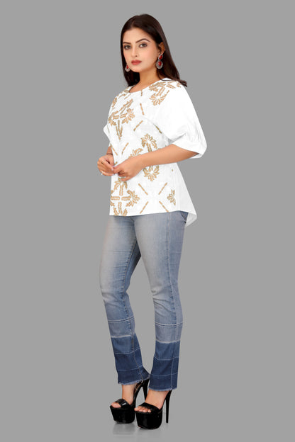 Elegant puff sleeves Top