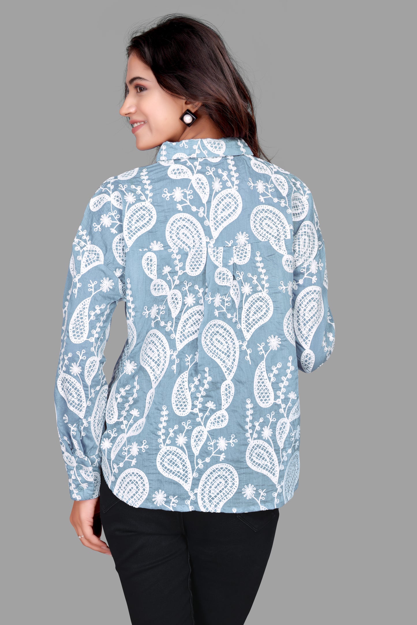 Elegant Embroidered Oversized Shirt
