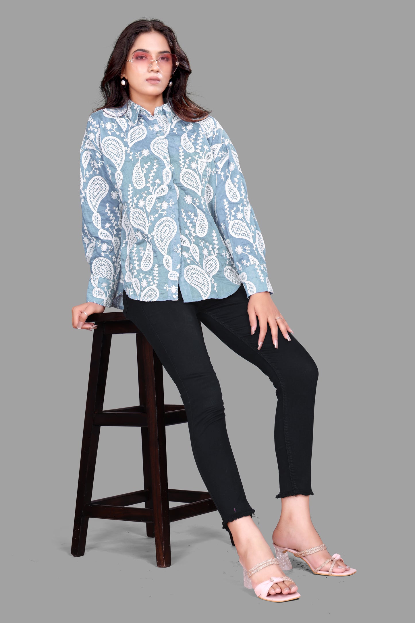 Elegant Embroidered Oversized Shirt