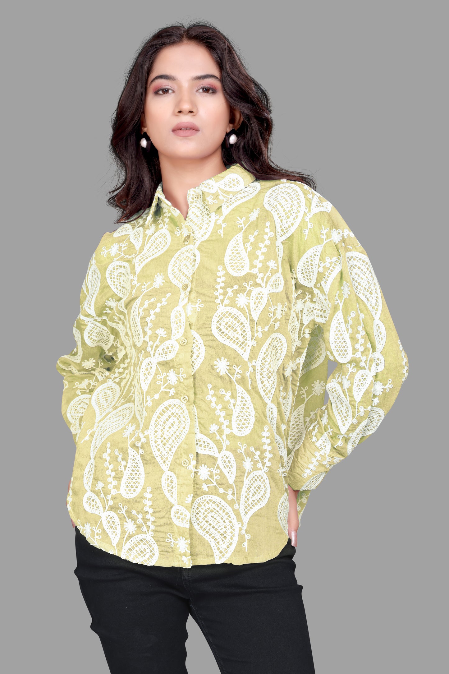 Elegant Embroidered Oversized Shirt