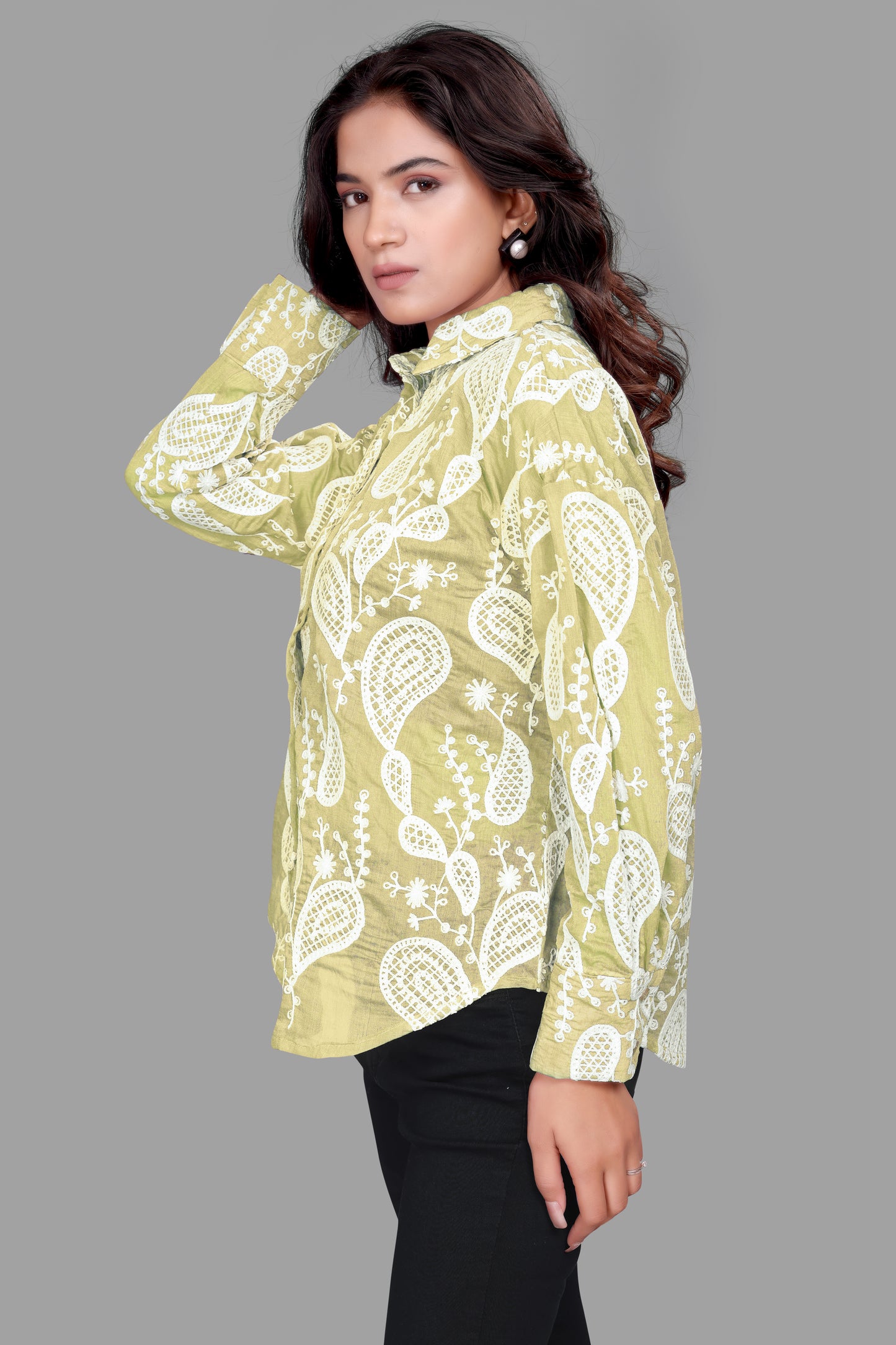 Elegant Embroidered Oversized Shirt