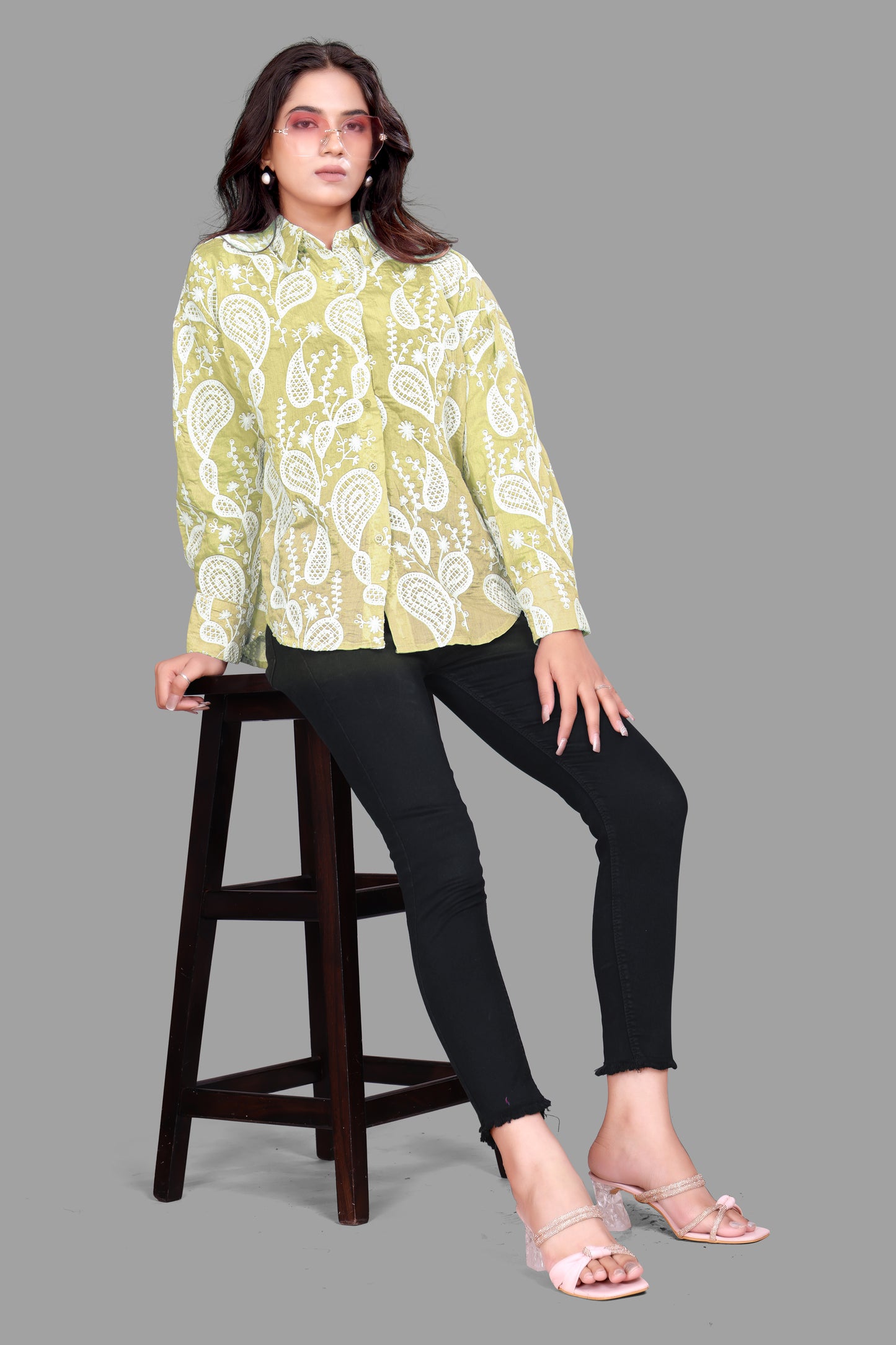 Elegant Embroidered Oversized Shirt