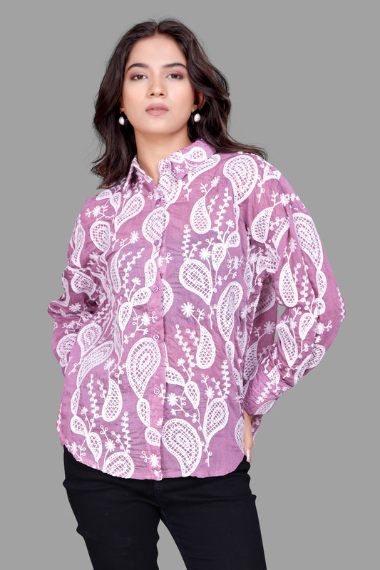 Elegant Embroidered Oversized Shirt