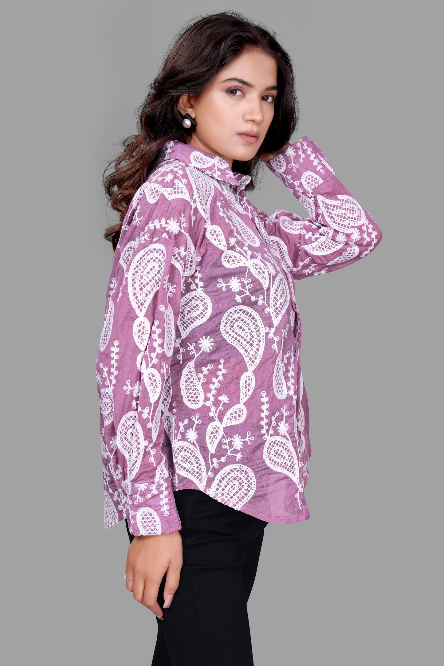 Elegant Embroidered Oversized Shirt