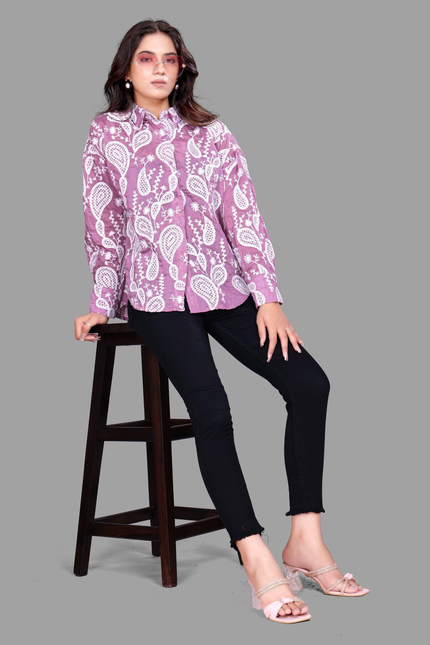 Elegant Embroidered Oversized Shirt