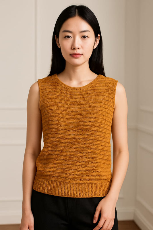 Women's Textured Knit Sleeveless jute fabric Top