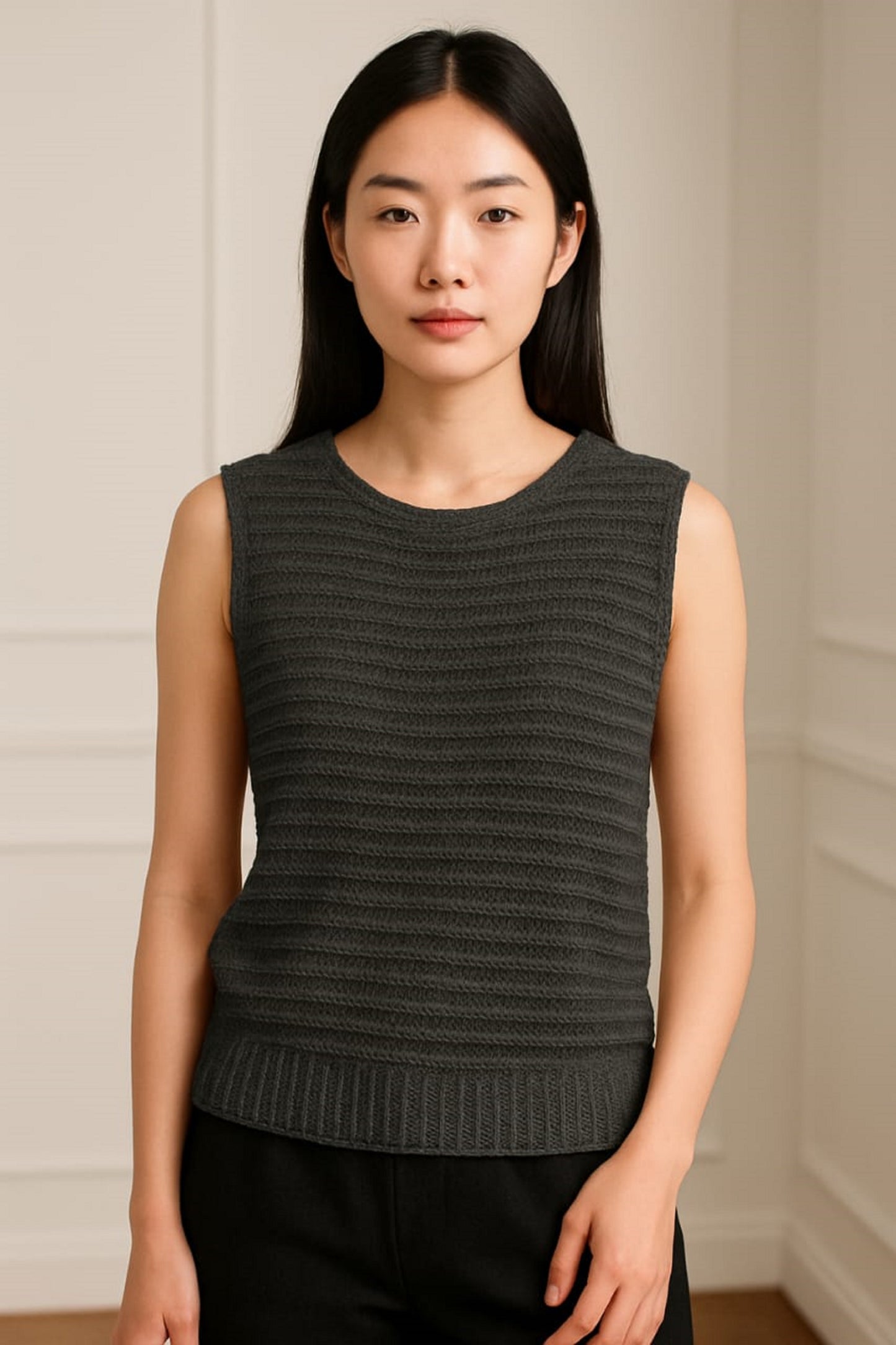 Women's Textured Knit Sleeveless jute fabric Top
