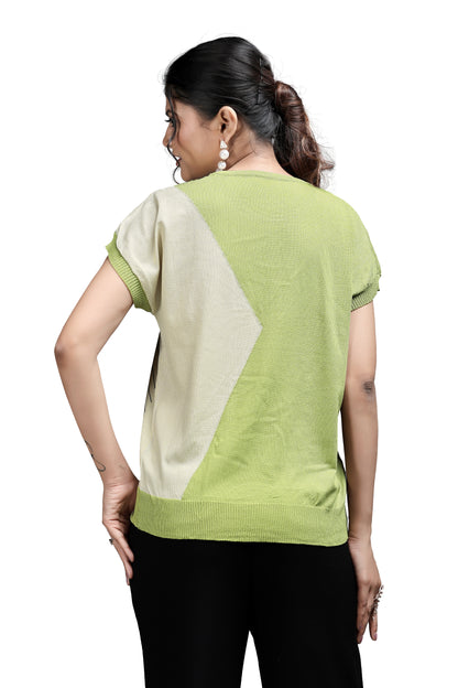 Women's Stylish Two-Tone Knit Soft Jute with Embroidered Starburst Design