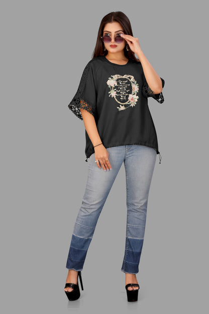 Women's Printed Floral Frame Top