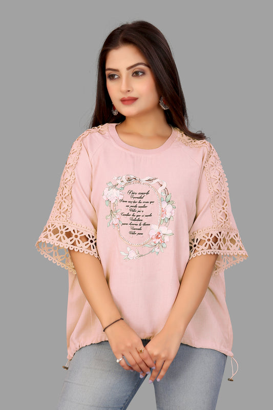 Women's Printed Floral Frame Top