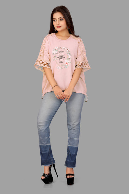 Women's Printed Floral Frame Top
